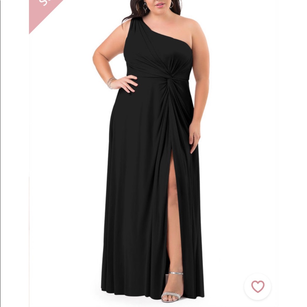Black one shoulder azazie dress size 30